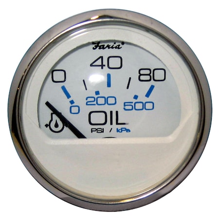 Faria Beede Instruments Chesapeake White SS 2" Oil Pressure Gauge - 80 PSI 13802